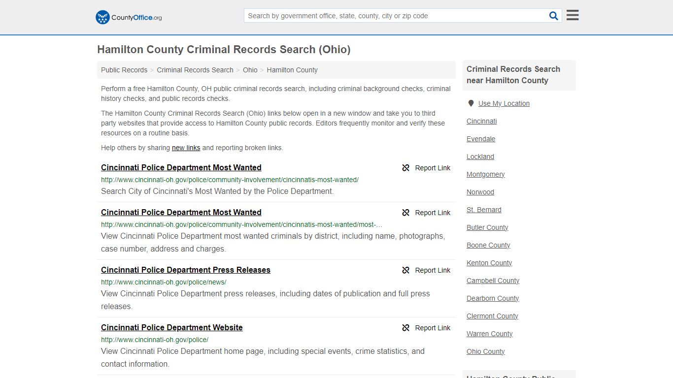 Hamilton County Criminal Records Search (Ohio)